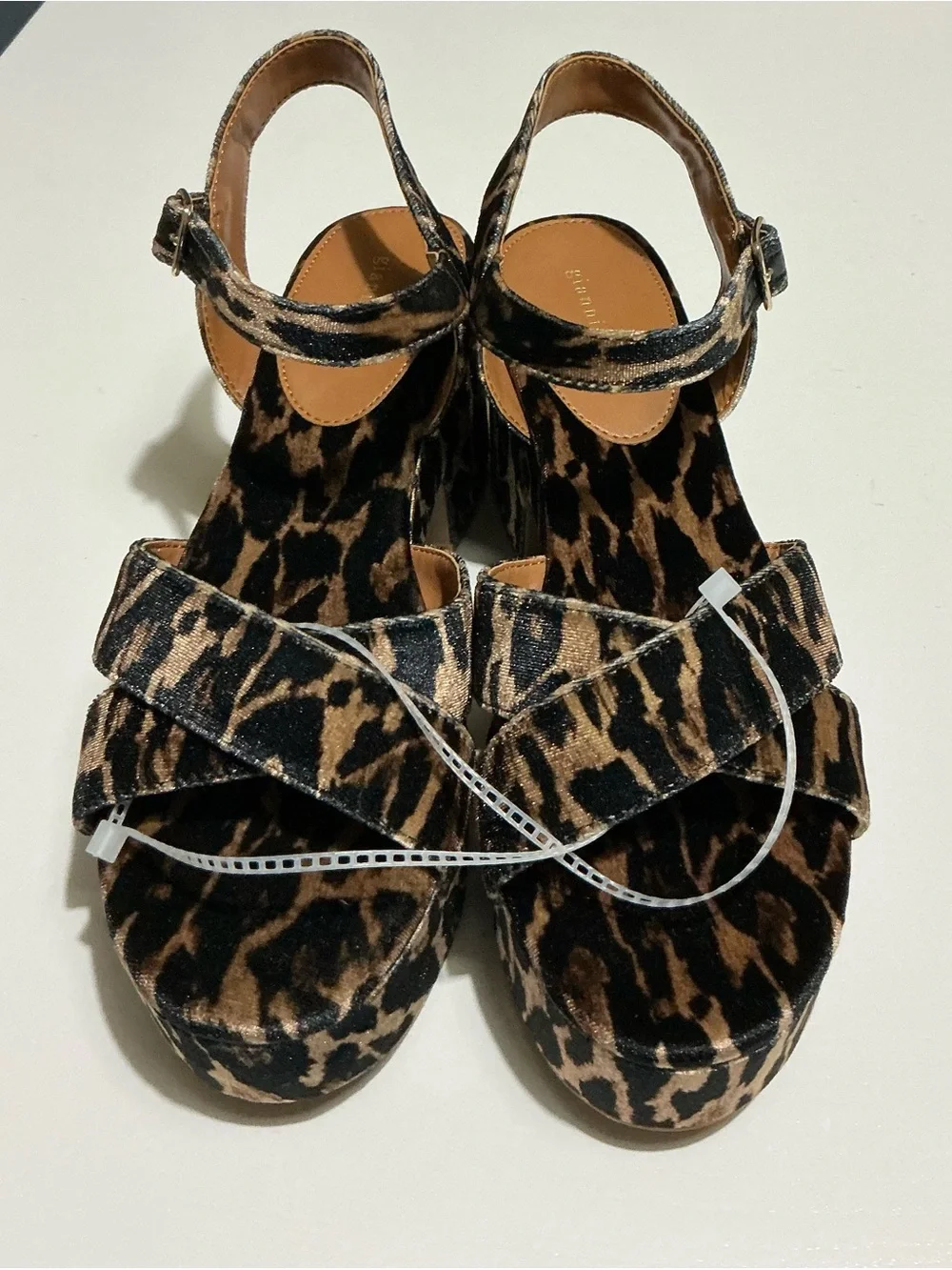Gianni Bini Joize Velvet Leopard Print Platform Sandals
